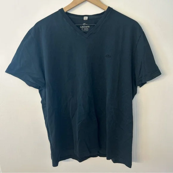 Lacoste Men’s Black 100% Cotton V Neck Short Sleeve T-Shirt, Size 7 (2XL) - Picture 5 of 14